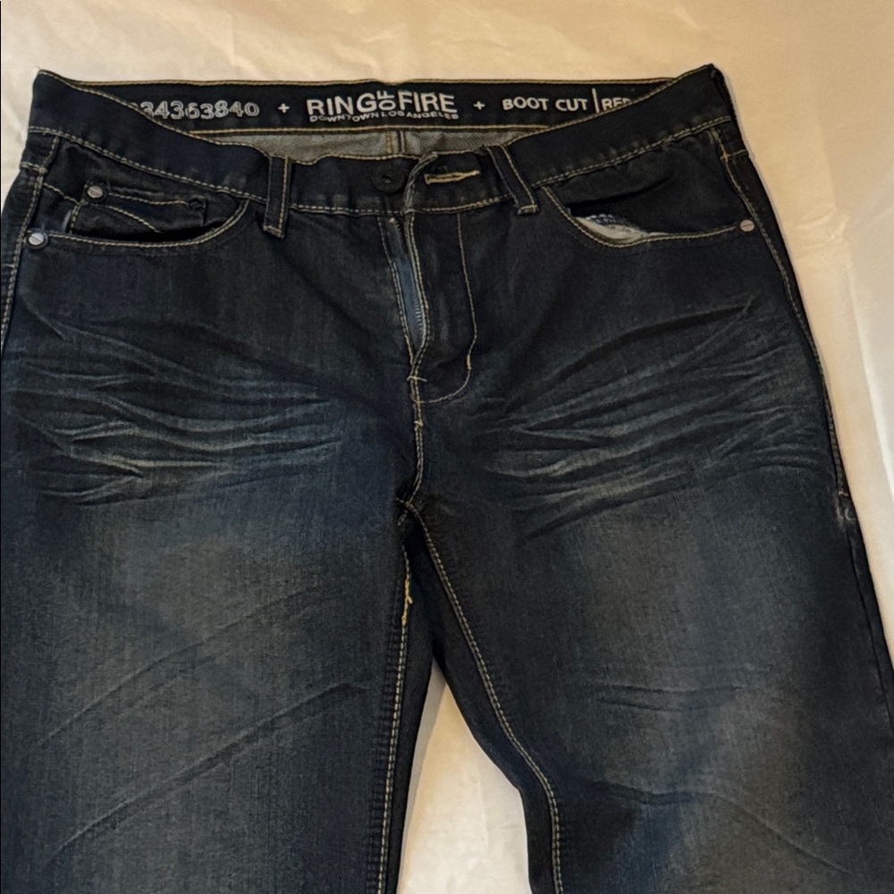 Ring Of Fire Men’s Dark Boot Cut Jeans 32X32 Brand New Never Worn - Picture 3 of 13